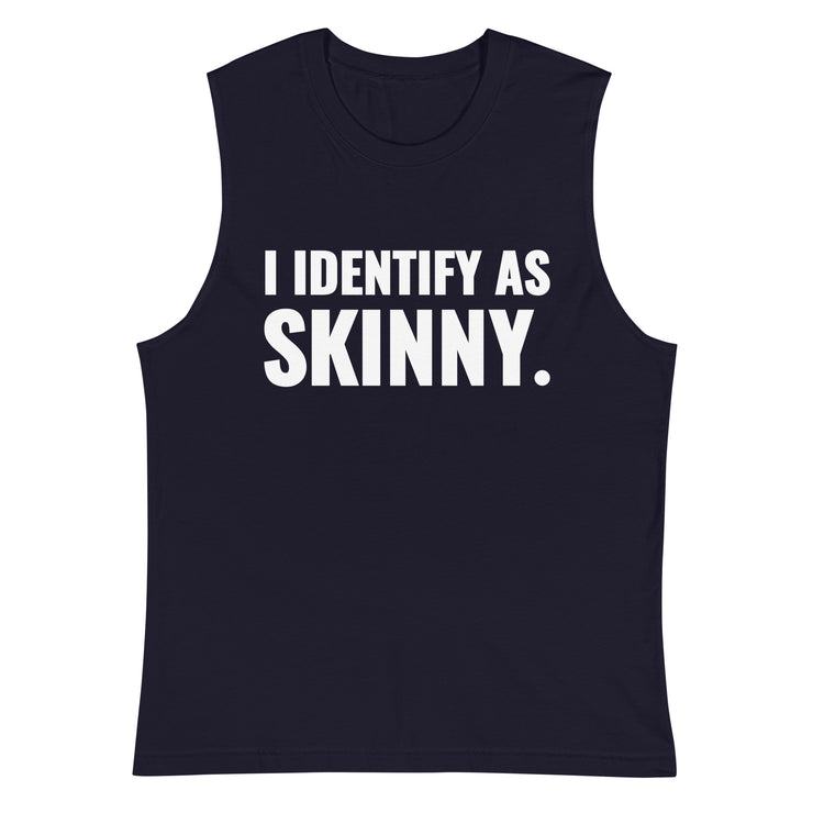 I Identify As Skinny. Navy Tank (Unisex)